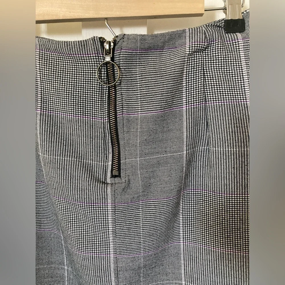 WHO what wear glen plaid asymmetrical mini skirt knot detail metal zipper size 6